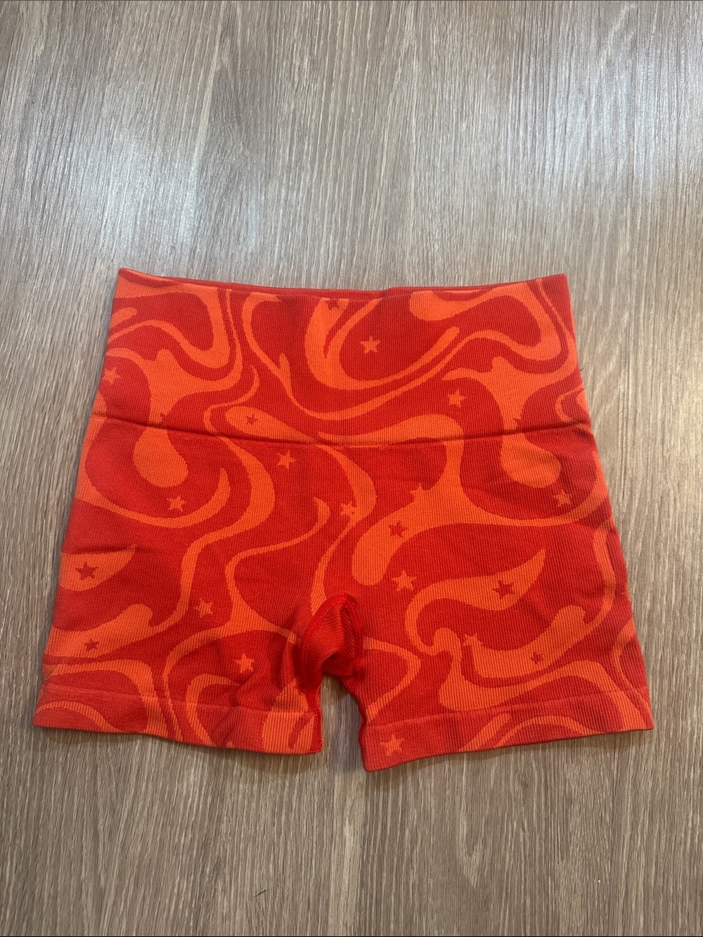 JoyLab Red and Orange Swirl High-Rise Workout Shorts
